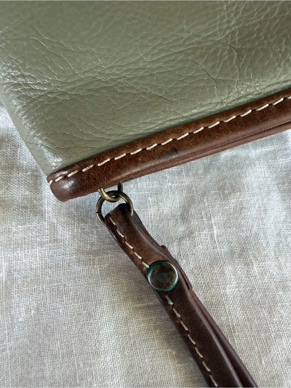 Latico Leather Wristlet – Sage Green and Brown - Picture 7 of 11